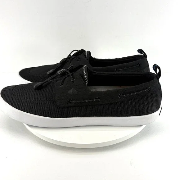Sperry Deck Men's Size 14 Black Mesh Boat Shoes Sneakers Bungee Laces - Picture 2 of 9